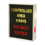 A MEDICAL X-RAY SIGN,late 20th century, a boxed metal hospital x-ray sign with 'CONTROLLED AREA X-