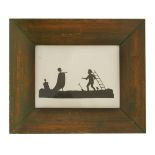 THE SKELETON GHOST AND THE GRAVEDIGGER,19th century, a superb pictorial silhouette of a