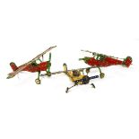 MECCANO MODEL PLANES1970s, a group of three shop display metal Meccano model aeroplanes,wing span