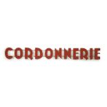 'CORDONNERIE' FRENCH SHOEMAKER'S SIGN,mid-20th century, painted metal, the letters fixed on two