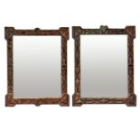 A PAIR OF FRAMED TRAMPWORK MIRRORS,early 20th century, from Alsace, France, made from small carved
