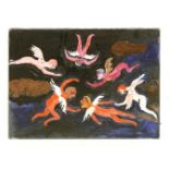 *FRED YATES (1922-2008)BEARDED ANGELSOil on canvas, stamped 'Atelier Fred Yates' on reverse45 x