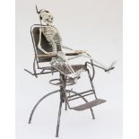 *WILFRED PRITCHARD (b.1970),'Birthing Chair', a white patinated bronze figure sitting on a vintage