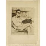 *W DOUGLAS MACLEOD (1892-1963)GEORGE BLAKE SEATED CROSS-LEGGEDDrypoint etching, signed in pencil27 x