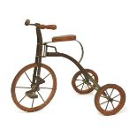 MINIATURE TRICYCLE,early 20th century, an unusual metal and wood handmade tricycle, possible an