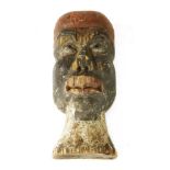 FRENCH FOLK ART TARGET HEAD,late 19th century, carved and painted wood, from a fairground 'Jeu de