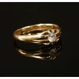 An 18ct gold single stone synthetic white spinel ring, size R½, 4.21g