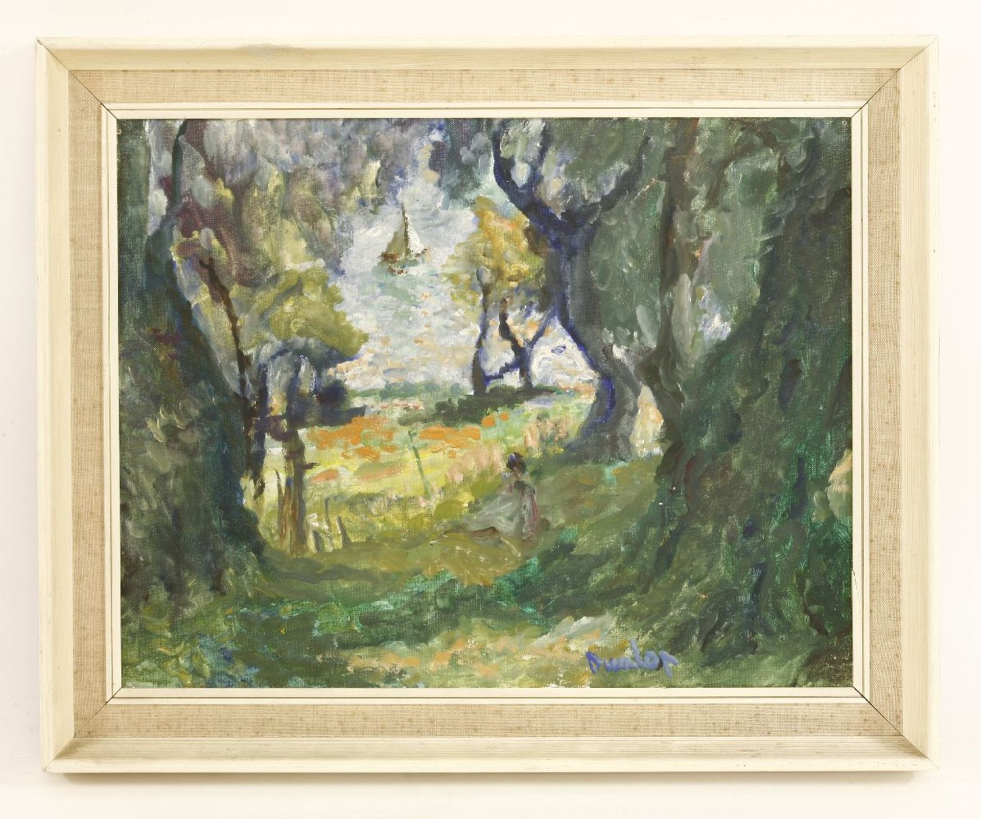 *Ronald Ossory Dunlop RA (1894-1973)A SEATED FIGURE IN A WOODED LANDSCAPESigned l.r., oil on - Image 2 of 4