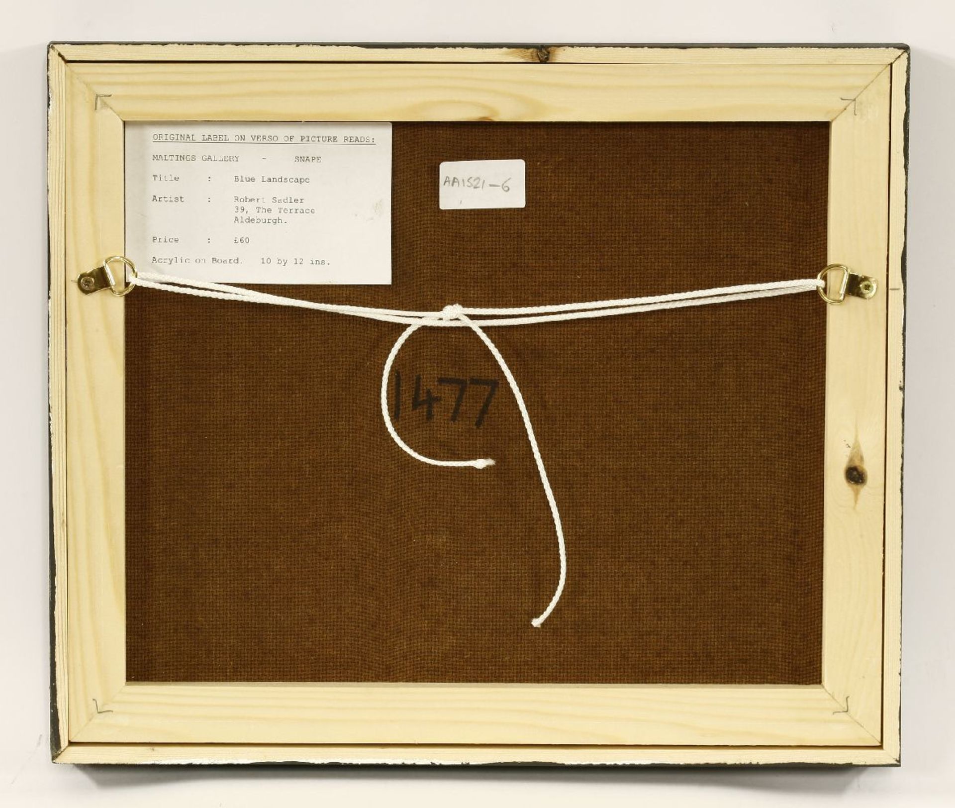*Robert Sadler (1909-2001)'BLUE LANDSCAPE'Signed l.r., acrylic on board25 x 30cmExhibited: - Image 3 of 4