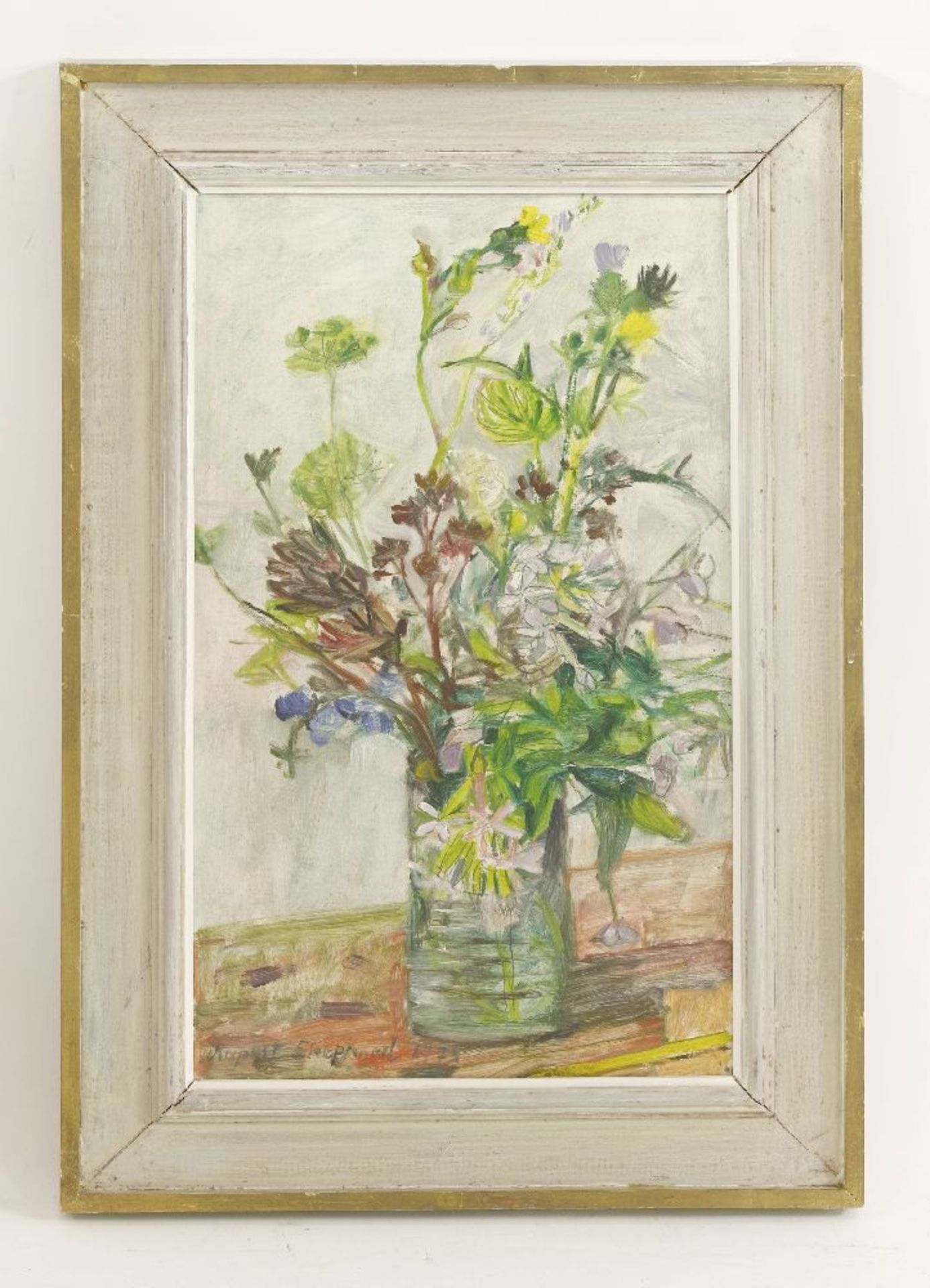 *Rupert Shephard (1909-1992)A VASE OF WILD FLOWERSSigned and dated 1975 l.l., pencil and oil on - Image 2 of 4