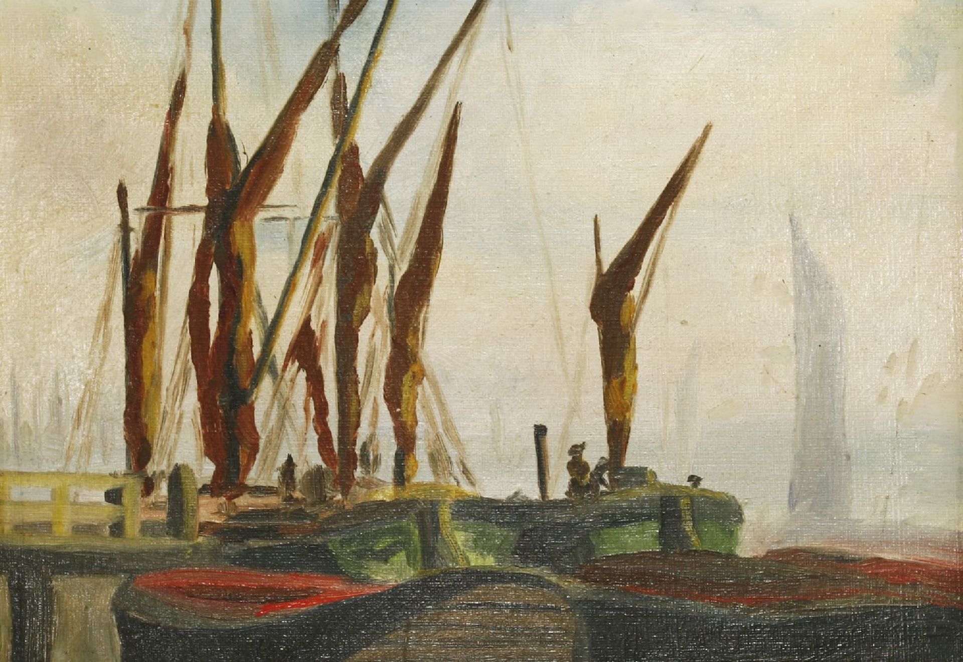 Paul Fordyce Maitland (1863-1909)'BARGES OFF LIMEHOUSE REACH'Signed and inscribed with title