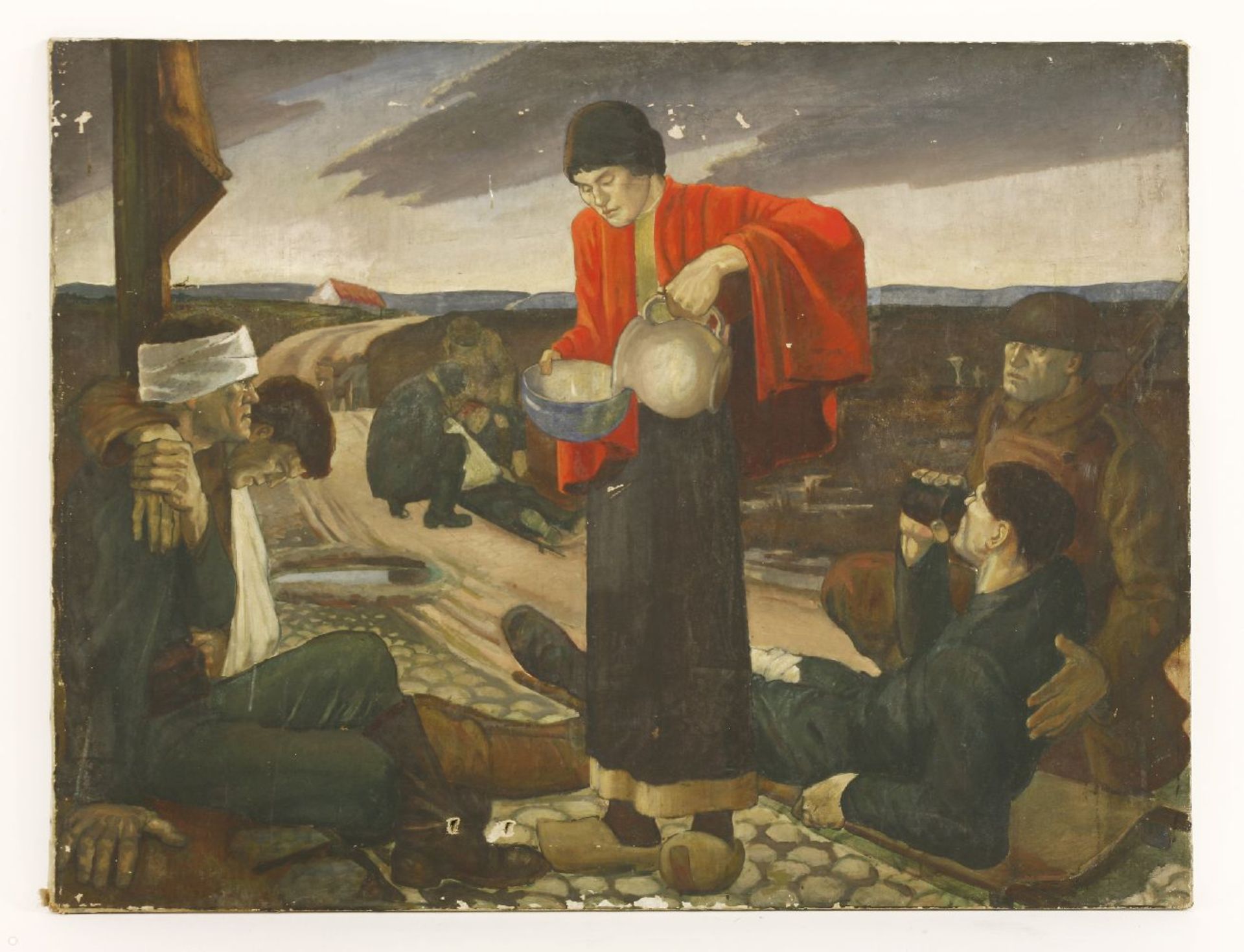 British School, c.1920THE GOOD SAMARITAN Oil on canvas86.5 x 101.5cm, unframed - Image 2 of 3