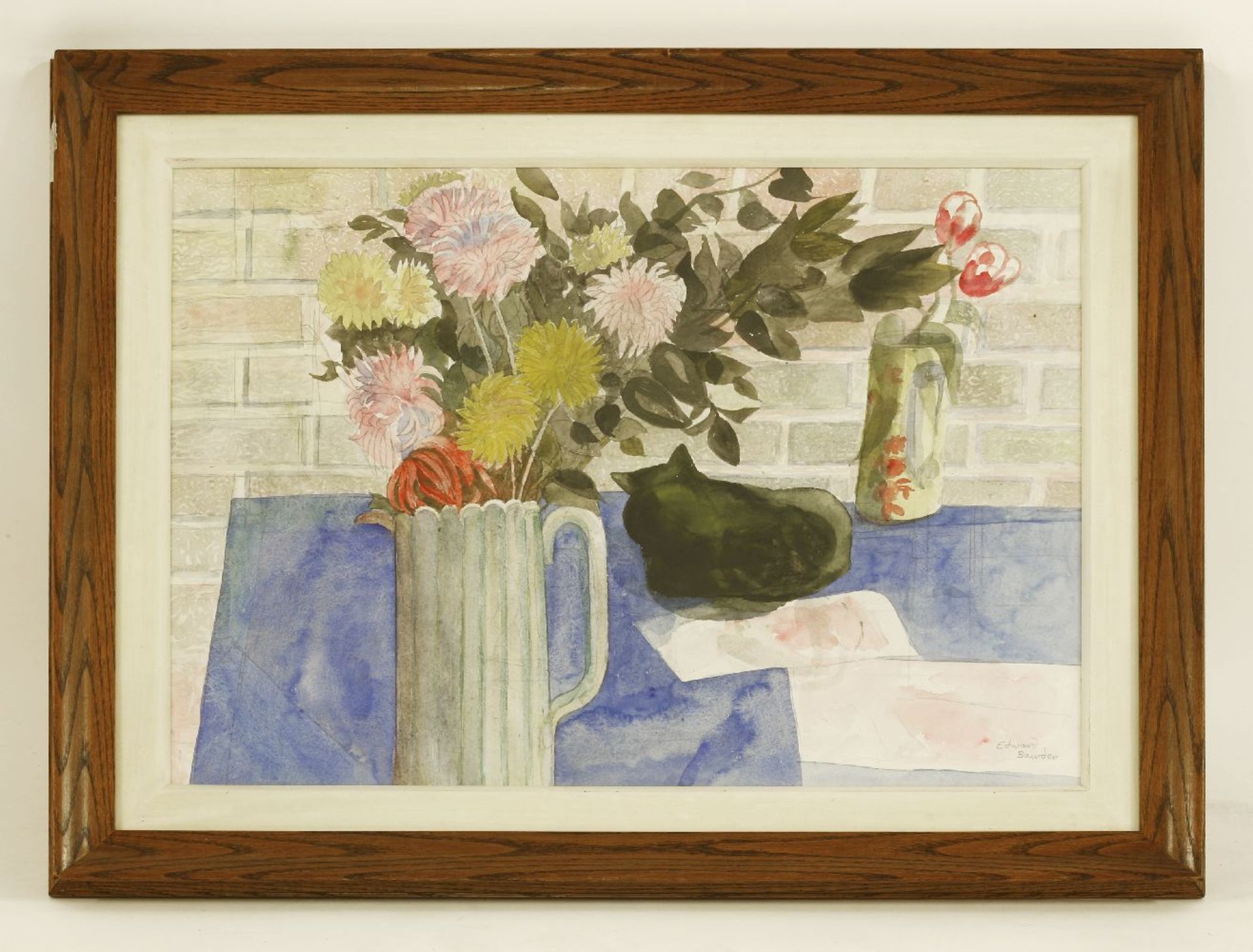 *Edward Bawden RA (1903-1989)CHRYSANTHEMUMS AND EMMA NELSONSigned l.r., pencil and watercolour47 x - Image 2 of 4