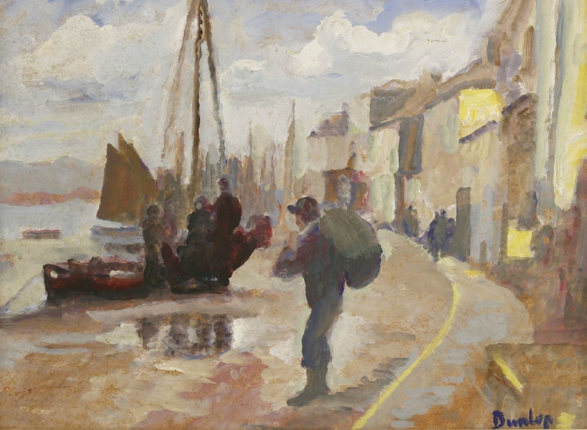 *Ronald Ossory Dunlop RA (1894-1973)DUBLIN QUAYSigned l.r., oil on board31 x 41cm*Artist's Resale