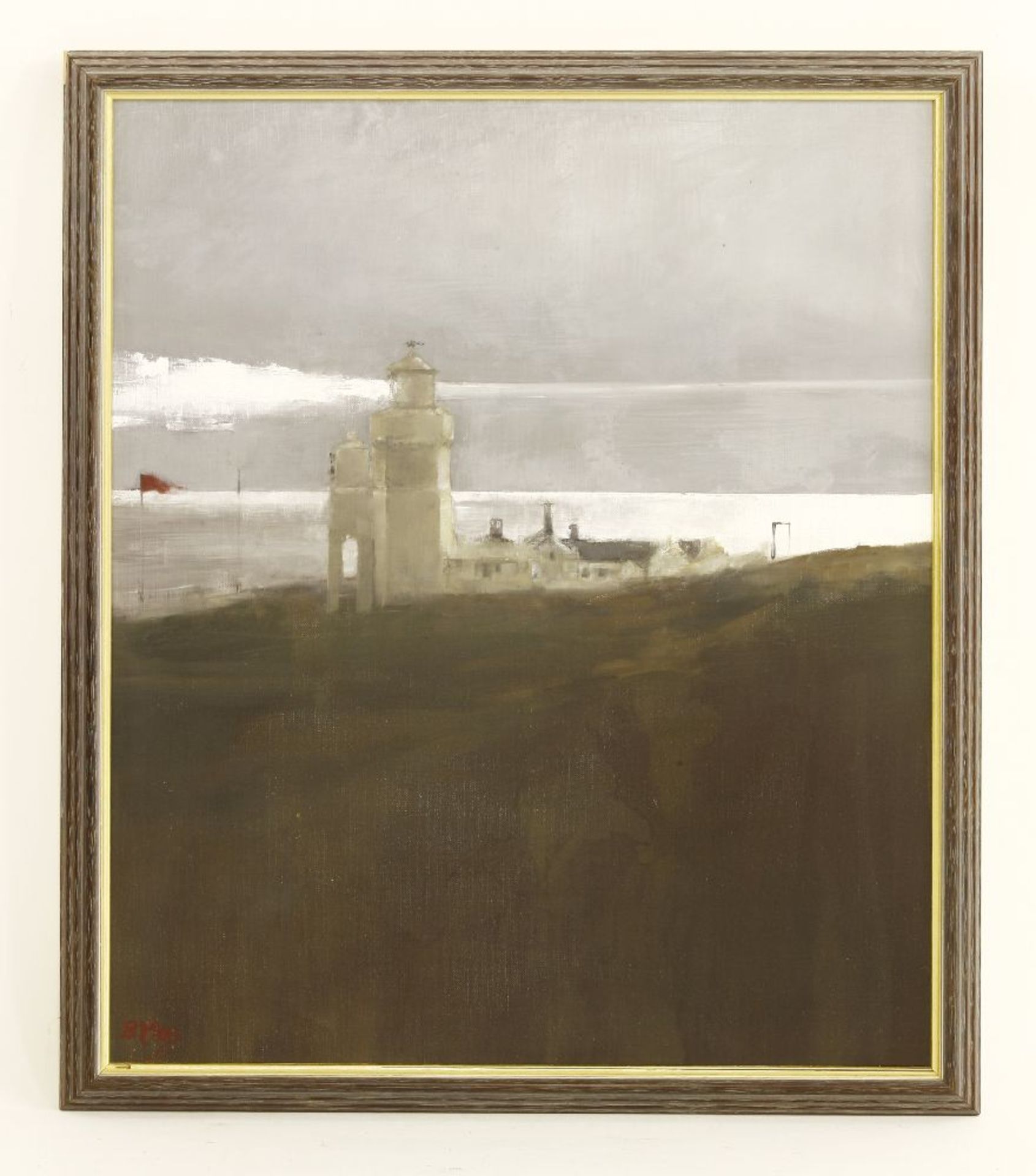 B...Macdonald (20th century)'PELLEAS AND MELISANDE' - A VIEW OF BUILDINGS ON THE COASTSigned with - Image 2 of 4