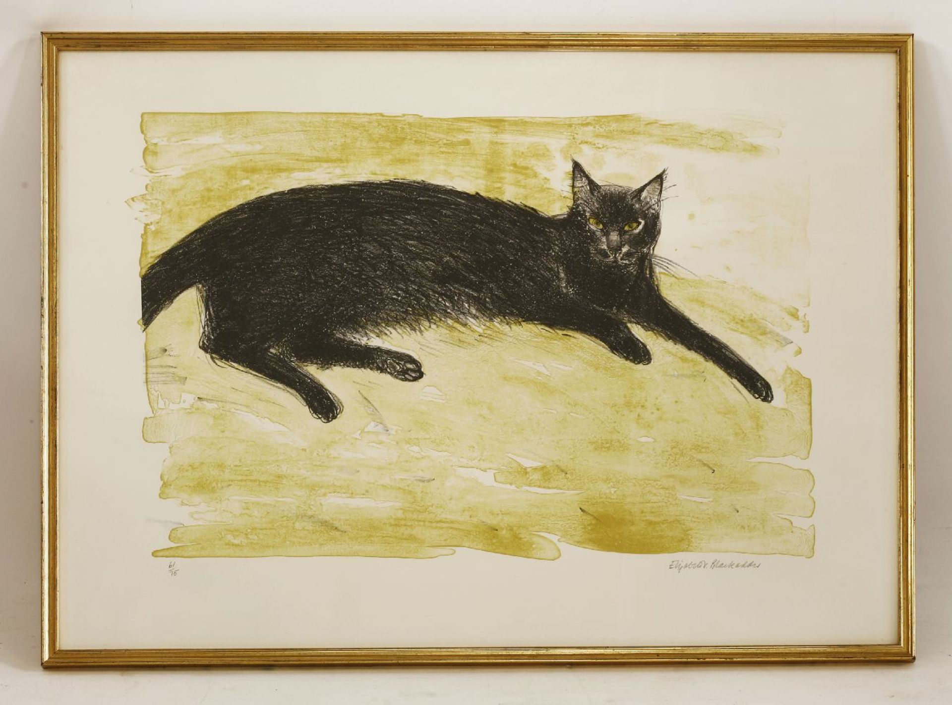 *Dame Elizabeth Blackadder RA RSA (b.1931)BLACK CATLithograph printed in colours, signed and - Image 2 of 4