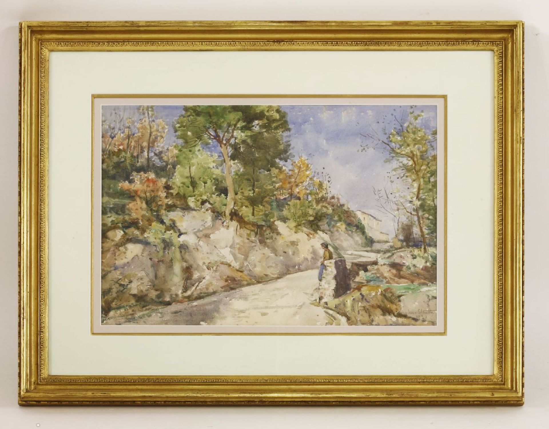 Sir Herbert Hughes-Stanton (1870-1937)A FIGURE ON A PATH IN FRANCESigned and dated 1929 l.r., - Image 2 of 4