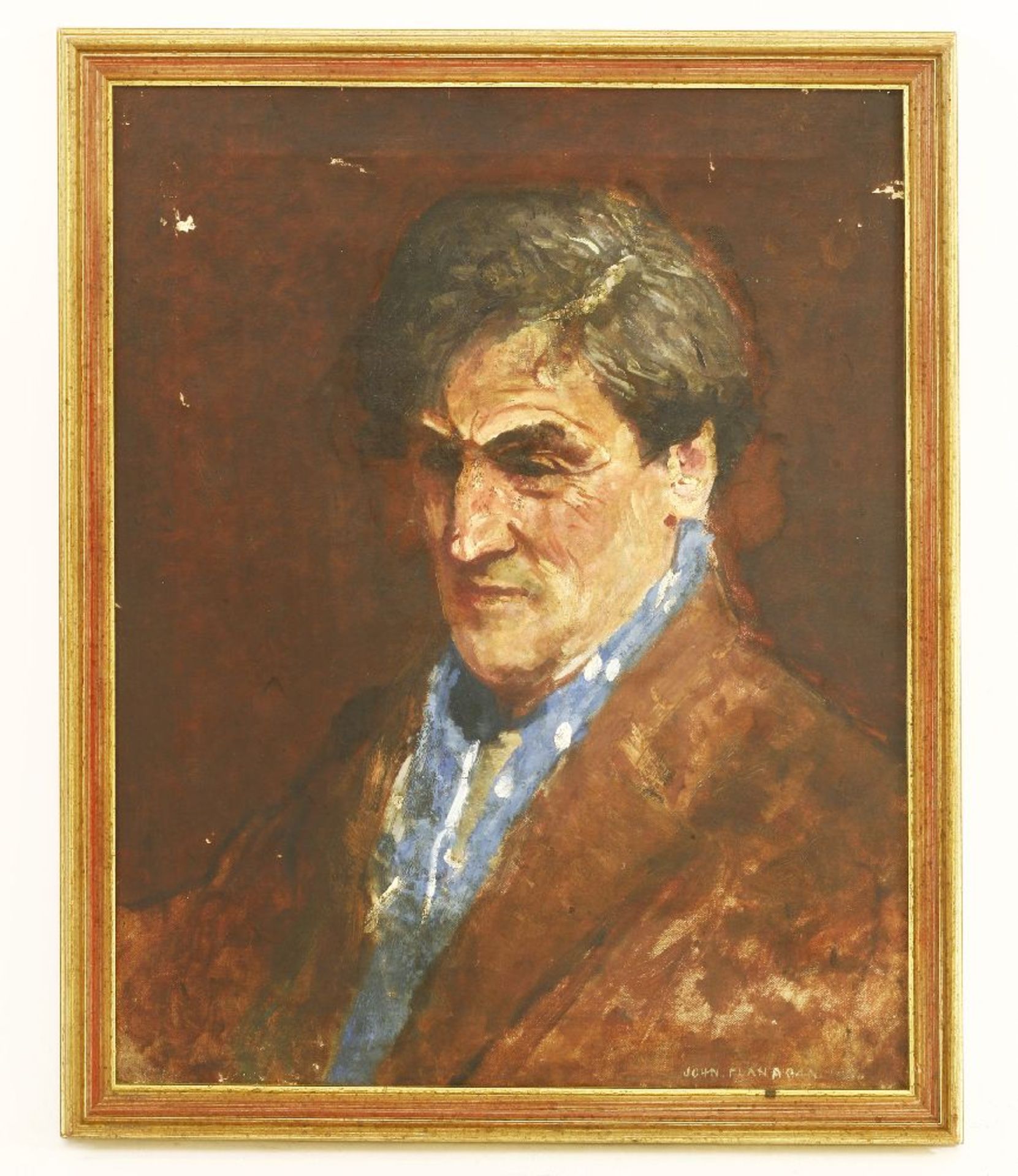 *John Flanagan (Irish, 1895-1964)PORTRAIT OF BRENDAN, POSSIBLY THE POET, BRENDAN BEHANInscribed on - Image 2 of 4