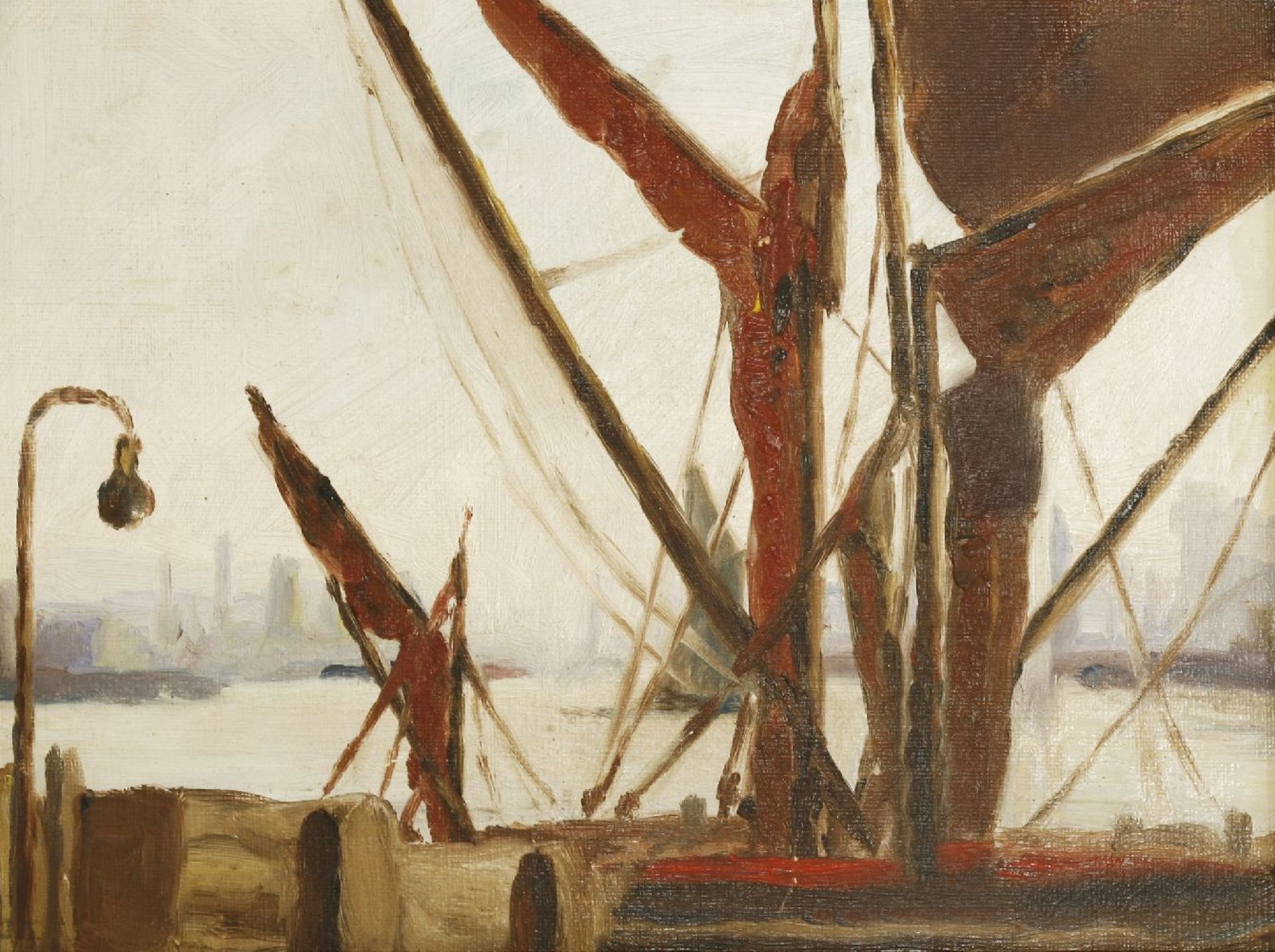 Paul Fordyce Maitland (1863-1909)'BARGES OFF LIMEHOUSE REACH'Signed and inscribed with title