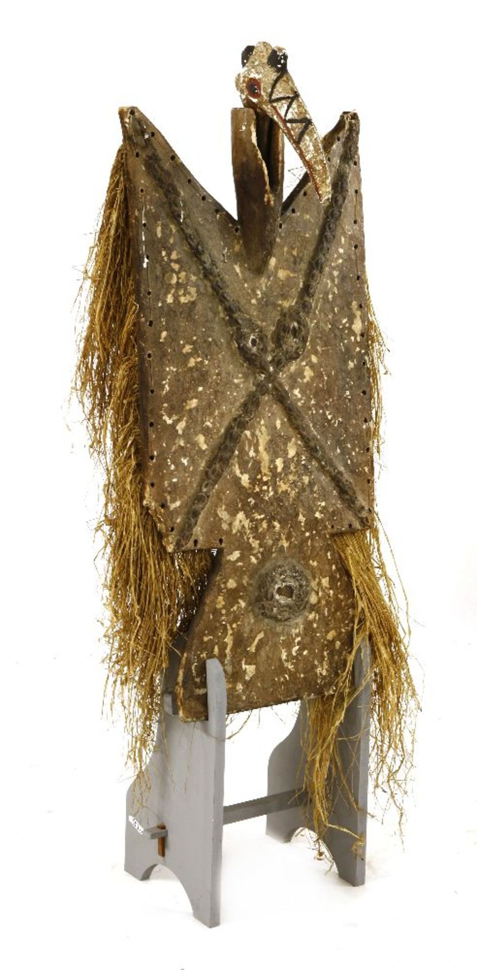 A Tussian plank mask,Burkina Faso,129cm high overall, on stand