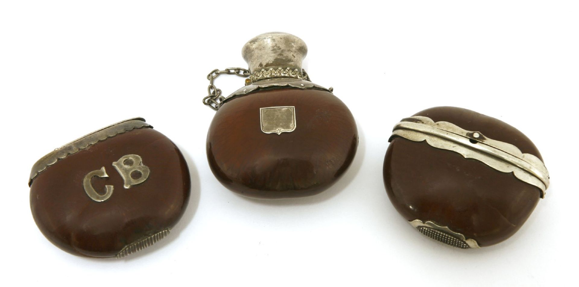 Australian interest: five silver-mounted burra nut vesta cases,one marked Saber Bros., c.1890 (5) - Image 2 of 3