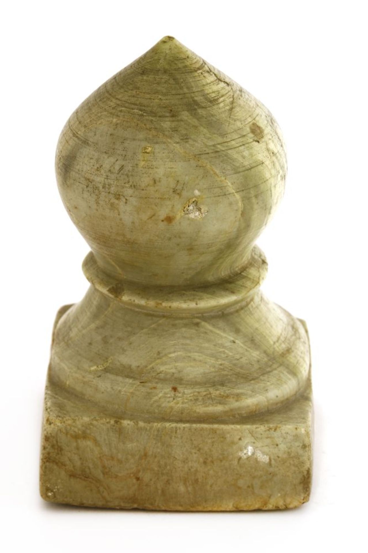 A Mughal green onyx carpet weight, 18th century, Indian, 14cm high