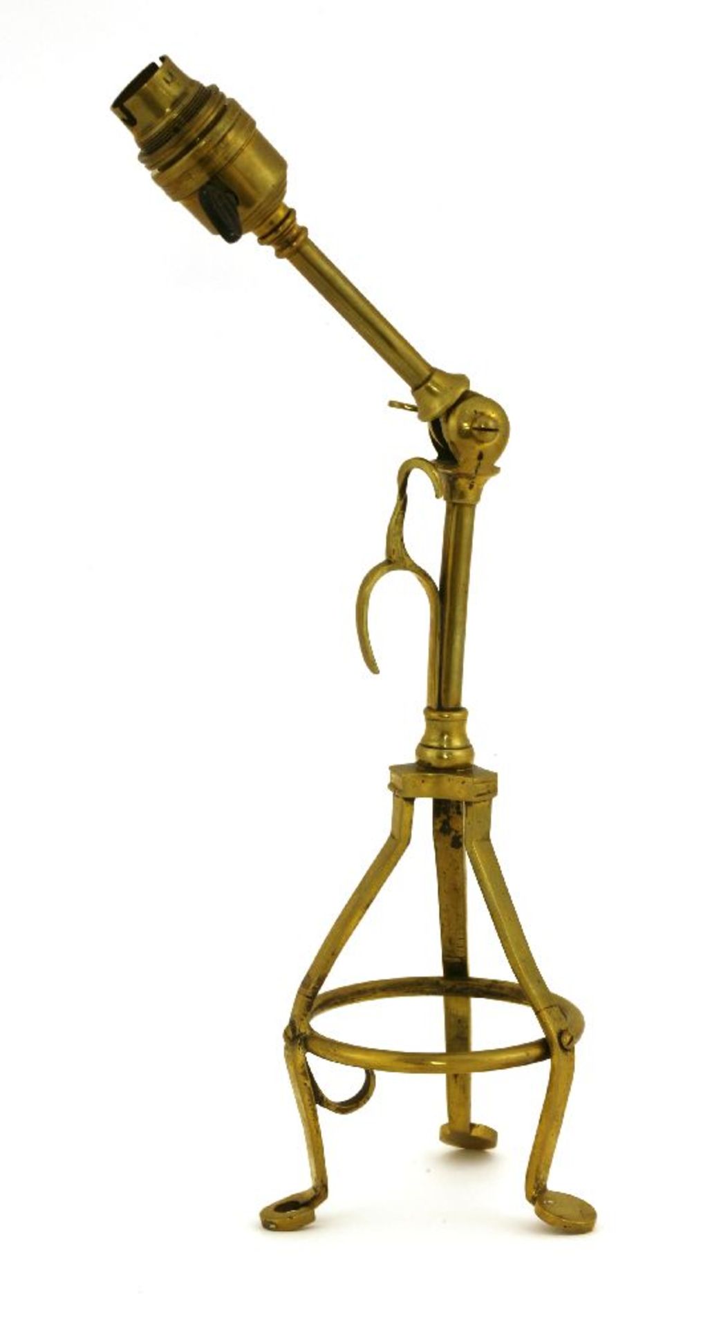 An Arts and Crafts brass combination electric table and wall light,in the manner of Benson,40cm