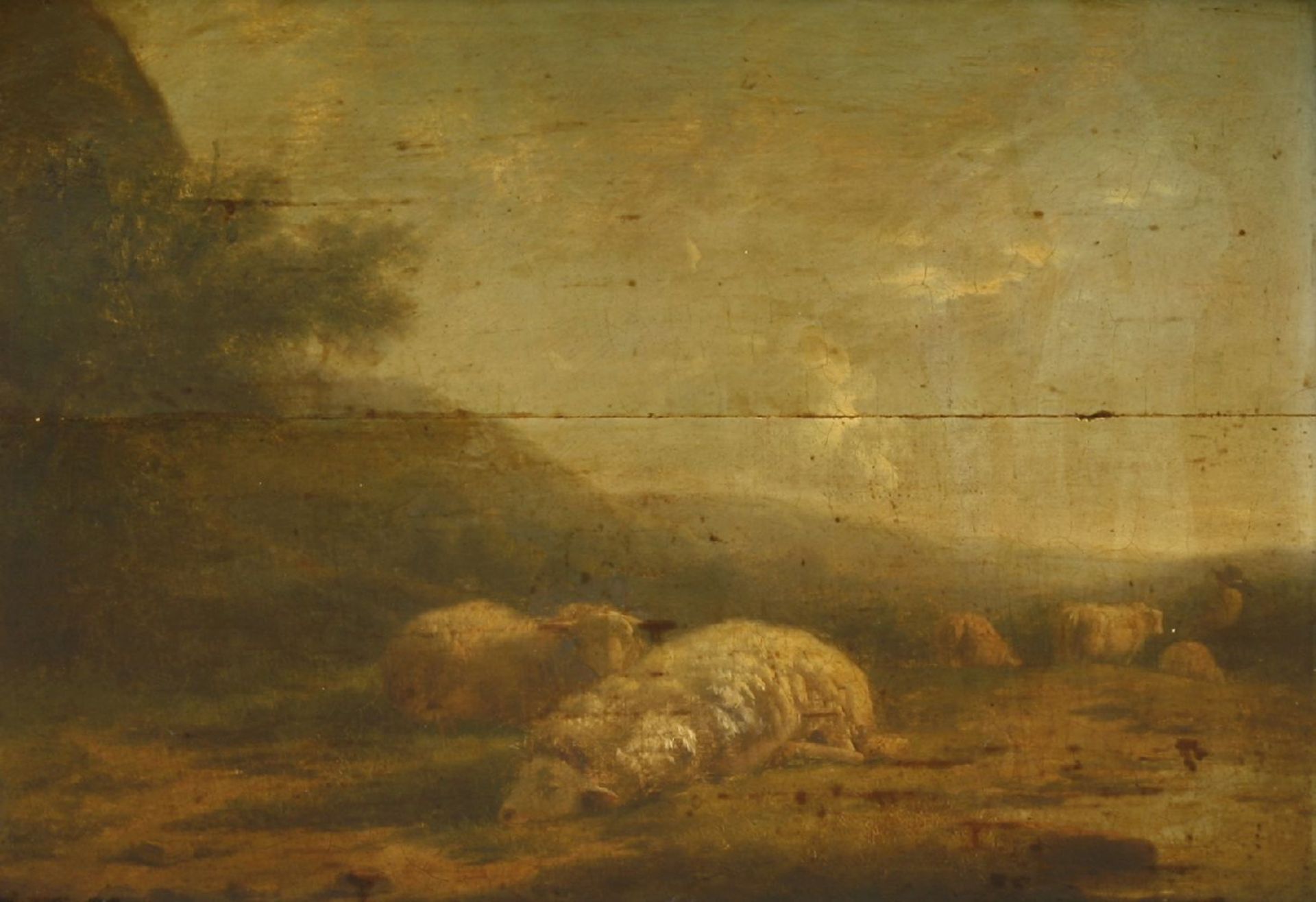 Follower of Eugène Joseph VerboeckhovenSHEEP RESTING;SHEEP BY A POOLA pair, oil on panel28 x 39cm (