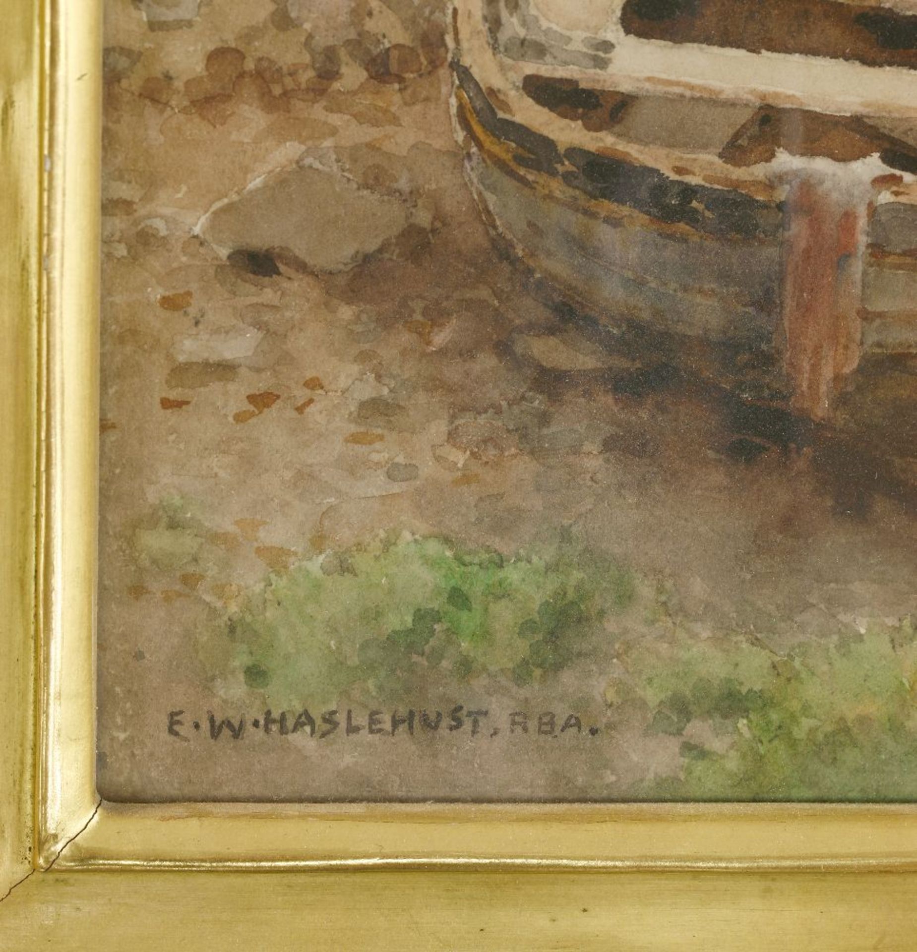 *Ernest William Haslehurst (1866-1949)'THE LANDING AT NOSS MAYO, DEVON'Signed l.l., watercolour52 - Image 4 of 4