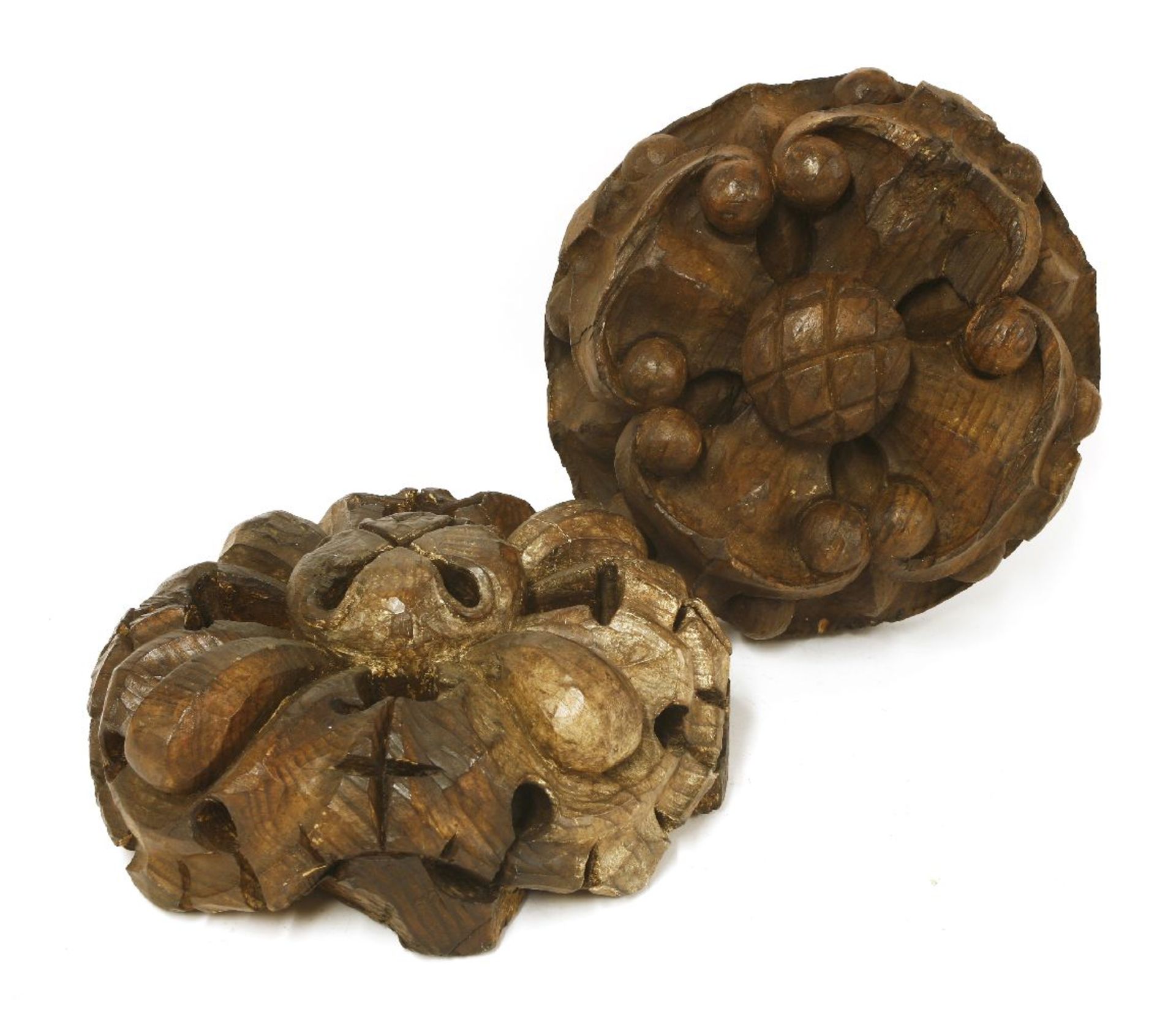 Two carved pine ceiling bosses,19th century,30cm diameter (2)Provenance: The Collection of Mr and - Image 2 of 2