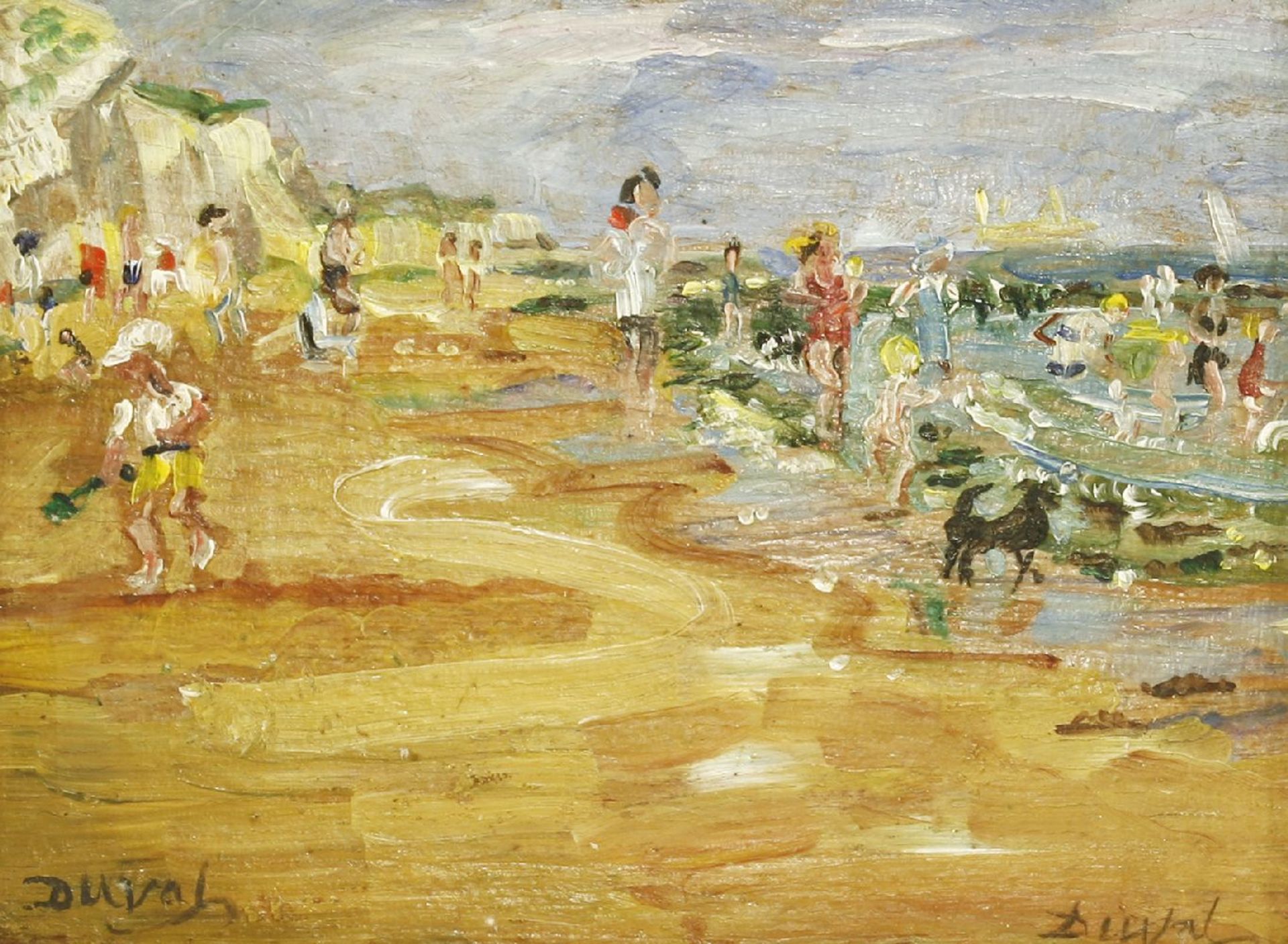 *Dorothy Duval (1917-2005)'THE BEACH AT BROADSTAIRS';FIGURES ON A BEACHTwo, both signed, one oil - Image 5 of 9