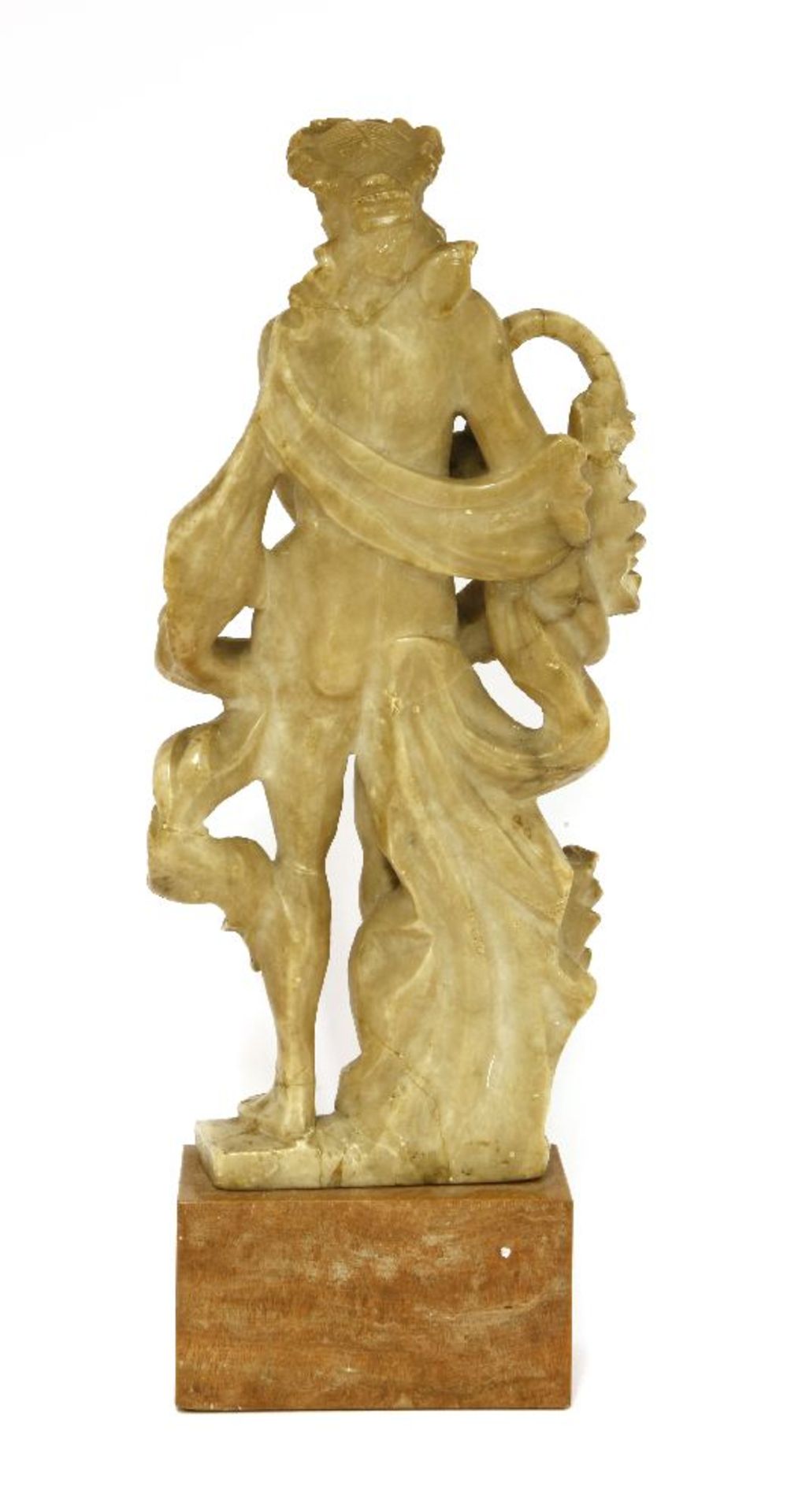 An alabaster figure,17th century, probably Flemish, emblematic of autumn, the standing female figure - Image 2 of 2