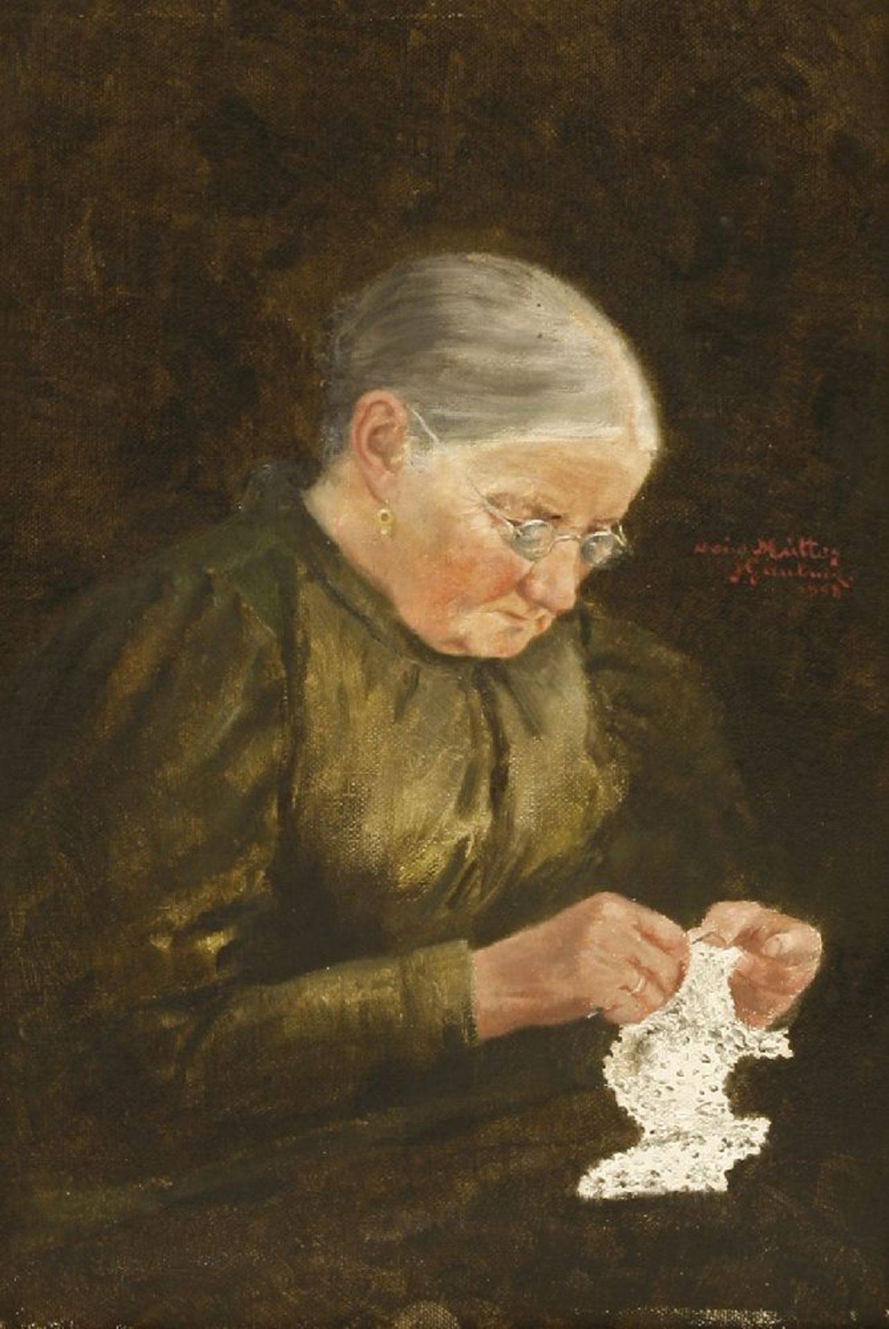 Hans Gantner (German, 1853-1914)PORTRAIT OF THE ARTIST'S MOTHERSigned, inscribed 'Meine Mutter'