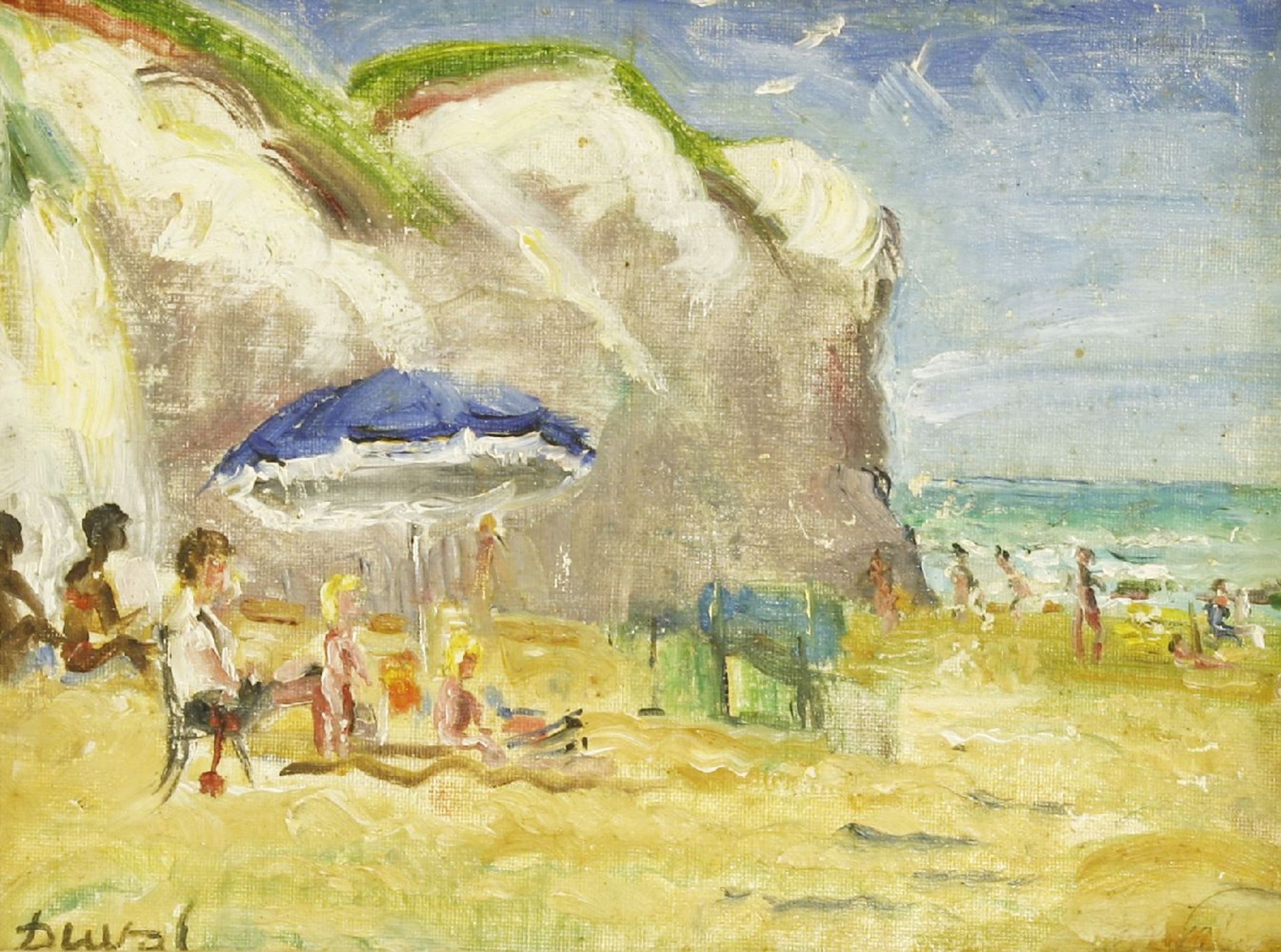 *Dorothy Duval (1917-2005)'THE BEACH AT BROADSTAIRS';FIGURES ON A BEACHTwo, both signed, one oil