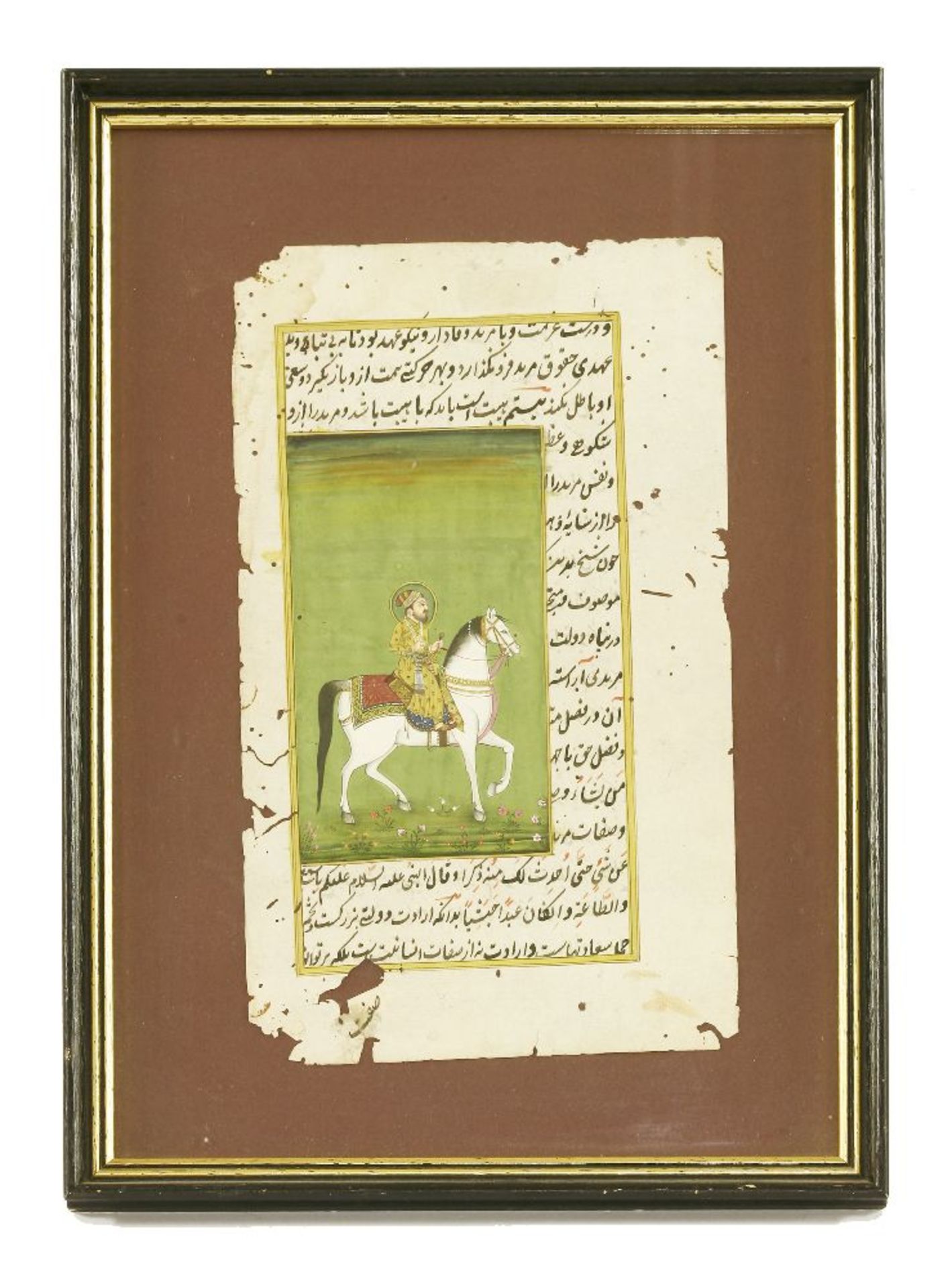 An Indian miniature of a gentleman on horseback, a leaf from a book,together with a further - Image 2 of 2