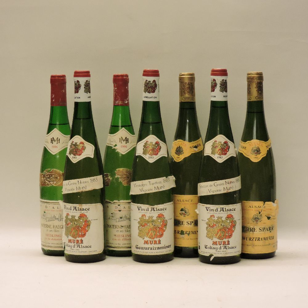Assorted Alsace Wines to include: Vin d’Alsace, Muré, Grains Noble, Tokay d’Alsace, 1983, three