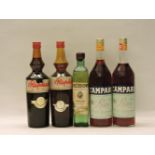 Assorted to include: St Raphael Rouge, 17%, two one-litre bottles; 1970s Drioli Mareschino, 50%, one