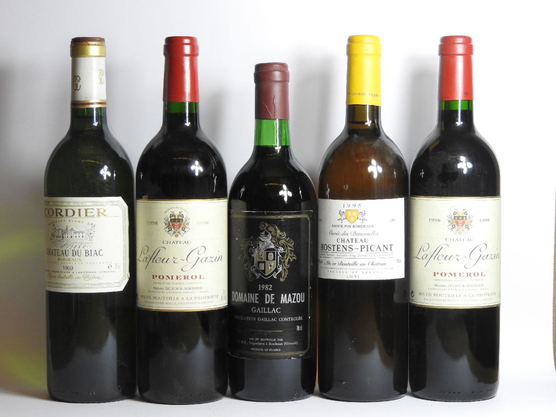 Assorted wines to include: Château Hostens-Picant, 1995, one bottle; Domaine de Mazou, Gaillac,