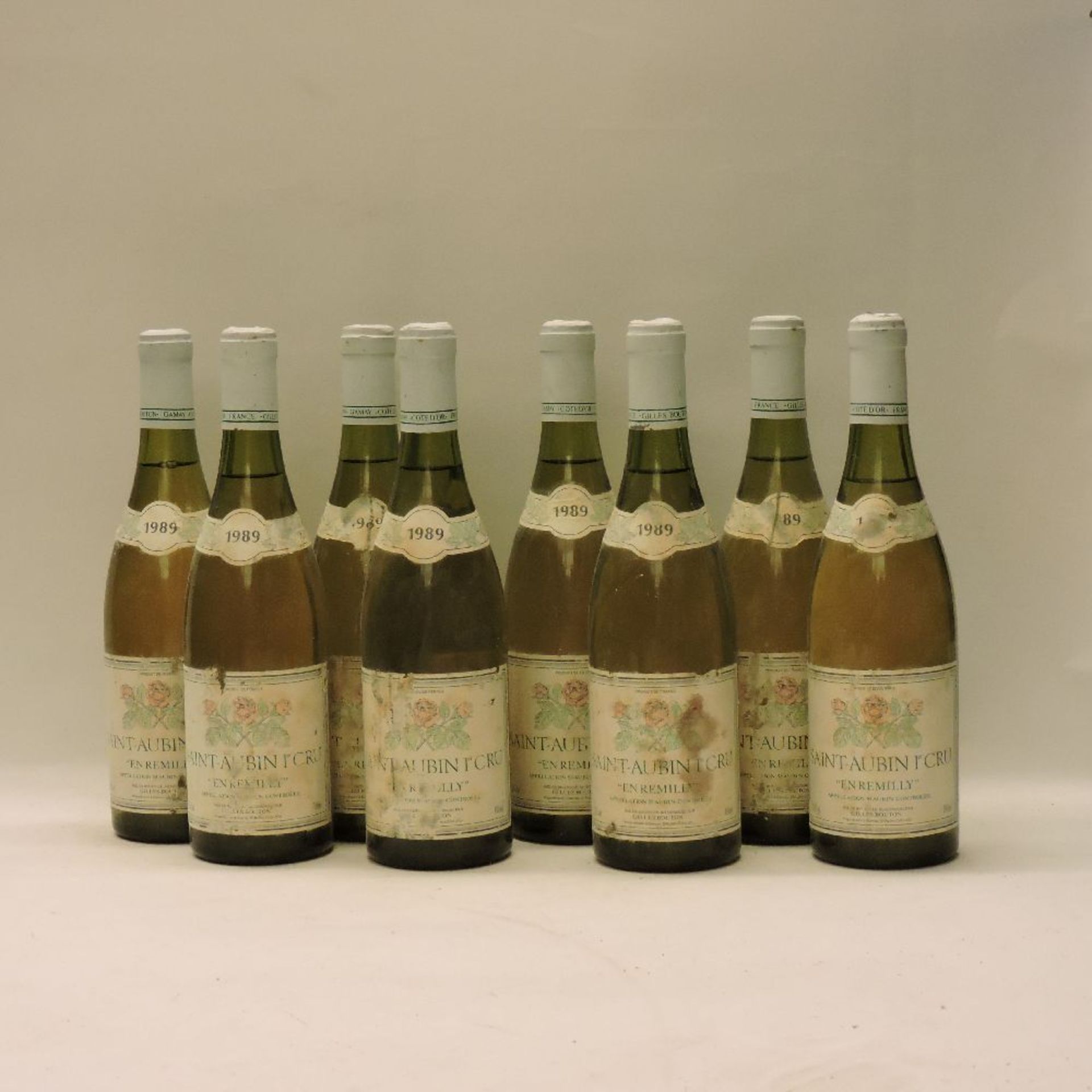 Saint-Aubin 1ere Cru, En Remilly, Gilles Bouton, 1989, eight bottles (faded labels)