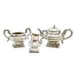 A Victorian silver three piece tea service, London, 1841, John & Henry Lias, 1.280gs