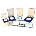 Twelve modern Wedgwood jasperware oval portrait medallions, all boxed and with certificates,