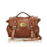 A Mulberry Alexa satchel handbag, the Alexa features a tan leather body, flat top handle, flat