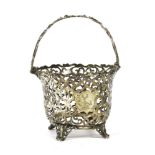 A Victorian pierced swing handled sugar basket, London 1851, maker Charles Reily and George