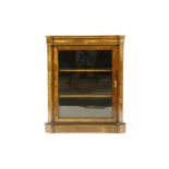 A Victorian burr walnut pier cabinet, with out stepped pilaster column supports, with inlaid