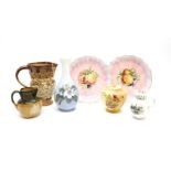 A collection of ceramics, to include a Royal Copenhagen vase, Royal Doulton jugs, Royal Worcester