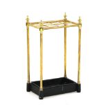 A brass umbrella stand, 33cm wide and a lacquered chest, 54cm wide