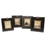 Four miniature paintings, comprising two girls, a lady and a gentleman, all with plain frames, 18.