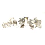 A collection of Chinese silver menu/place card holders, to include one in the form of a dragon by