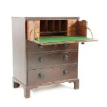 A George lll narrow mahogany secretaire chest84cm wide, 54cm deep, 107cm high