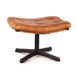 A Swedish tan leather upholstered stool,revolving, labelled